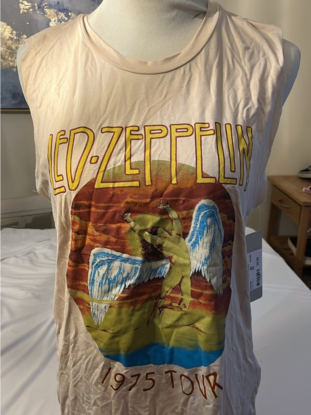 Lizard Thicket LED ZEPPELIN 1975 Tour Muscle Tee - Cream, Yellow, Blue